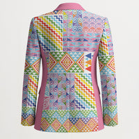 Aotearoa Kowhaiwhai Taniko Patchwork Rainbow Motifs Blazer LT9 - Polynesian Pride