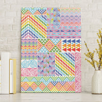 Aotearoa Kowhaiwhai Taniko Patchwork Rainbow Motifs Canvas Wall Art