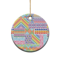 Aotearoa Kowhaiwhai Taniko Patchwork Rainbow Motifs Ceramic Ornament