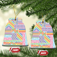 Aotearoa Kowhaiwhai Taniko Patchwork Rainbow Motifs Ceramic Ornament