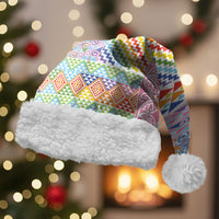 Aotearoa Kowhaiwhai Taniko Patchwork Rainbow Motifs Christmas Santa Hat