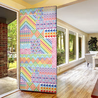 Aotearoa Kowhaiwhai Taniko Patchwork Rainbow Motifs Door Cover