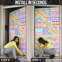 Aotearoa Kowhaiwhai Taniko Patchwork Rainbow Motifs Door Cover