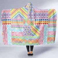 Aotearoa Kowhaiwhai Taniko Patchwork Rainbow Motifs Hooded Blanket