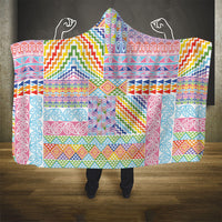 Aotearoa Kowhaiwhai Taniko Patchwork Rainbow Motifs Hooded Blanket