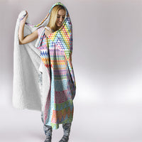Aotearoa Kowhaiwhai Taniko Patchwork Rainbow Motifs Hooded Blanket