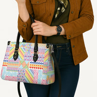 Aotearoa Kowhaiwhai Taniko Patchwork Rainbow Motifs Leather Bag