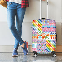 Aotearoa Kowhaiwhai Taniko Patchwork Rainbow Motifs Luggage Cover