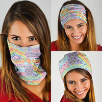 Aotearoa Kowhaiwhai Taniko Patchwork Rainbow Motifs Neck Gaiter