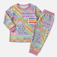 Aotearoa Kowhaiwhai Taniko Patchwork Rainbow Motifs Christmas Pajama Set