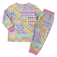 Aotearoa Kowhaiwhai Taniko Patchwork Rainbow Motifs Christmas Pajama Set