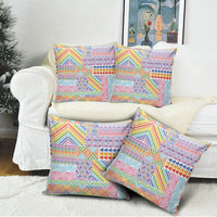 Aotearoa Kowhaiwhai Taniko Patchwork Rainbow Motifs Pillow Cover