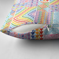 Aotearoa Kowhaiwhai Taniko Patchwork Rainbow Motifs Pillow Cover