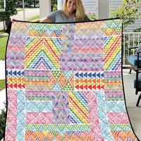 Aotearoa Kowhaiwhai Taniko Patchwork Rainbow Motifs Quilt