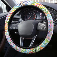 Aotearoa Kowhaiwhai Taniko Patchwork Rainbow Motifs Steering Wheel Cover LT9 - Polynesian Pride