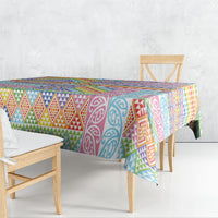 Aotearoa Kowhaiwhai Taniko Patchwork Rainbow Motifs Tablecloth LT9 - Polynesian Pride
