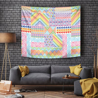 Aotearoa Kowhaiwhai Taniko Patchwork Rainbow Motifs Tapestry