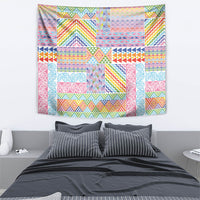Aotearoa Kowhaiwhai Taniko Patchwork Rainbow Motifs Tapestry