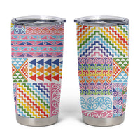 Aotearoa Kowhaiwhai Taniko Patchwork Rainbow Motifs Tumbler Cup