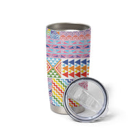 Aotearoa Kowhaiwhai Taniko Patchwork Rainbow Motifs Tumbler Cup