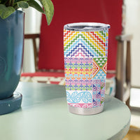 Aotearoa Kowhaiwhai Taniko Patchwork Rainbow Motifs Tumbler Cup