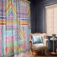 Aotearoa Kowhaiwhai Taniko Patchwork Rainbow Motifs Window Curtain