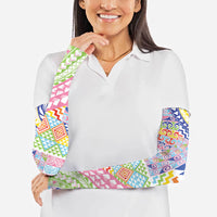 Maori Kowhaiwhai Taniko Patchwork Rainbow Motifs Arm Sleeves