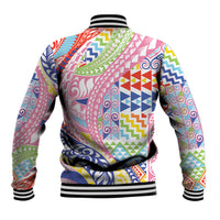 Maori Kowhaiwhai Taniko Patchwork Rainbow Motifs Baseball Jacket LT9 - Polynesian Pride