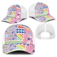 Maori Kowhaiwhai Taniko Patchwork Rainbow Motifs Baseball Net Cap