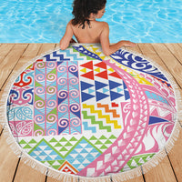 Maori Kowhaiwhai Taniko Patchwork Rainbow Motifs Beach Blanket LT9 - Polynesian Pride