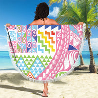 Maori Kowhaiwhai Taniko Patchwork Rainbow Motifs Beach Blanket LT9 - Polynesian Pride