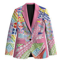 Maori Kowhaiwhai Taniko Patchwork Rainbow Motifs Blazer
