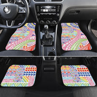 Maori Kowhaiwhai Taniko Patchwork Rainbow Motifs Car Mats LT9 Set 4pcs Rainbow - Polynesian Pride
