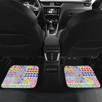 Maori Kowhaiwhai Taniko Patchwork Rainbow Motifs Car Mats LT9 Set 2pcs - Back Rainbow - Polynesian Pride