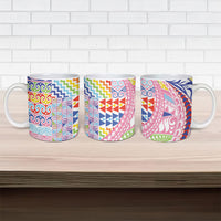 Maori Kowhaiwhai Taniko Patchwork Rainbow Motifs Ceramic Mug