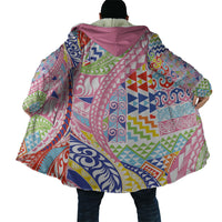 Maori Kowhaiwhai Taniko Patchwork Rainbow Motifs Cloak