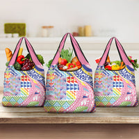Maori Kowhaiwhai Taniko Patchwork Rainbow Motifs Grocery Bag