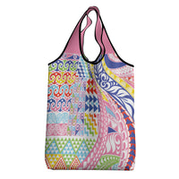 Maori Kowhaiwhai Taniko Patchwork Rainbow Motifs Grocery Bag