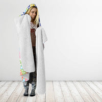 Maori Kowhaiwhai Taniko Patchwork Rainbow Motifs Hooded Blanket