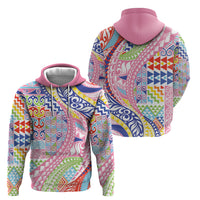 Maori Kowhaiwhai Taniko Patchwork Rainbow Motifs Hoodie