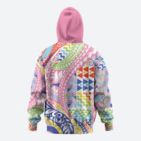 Maori Kowhaiwhai Taniko Patchwork Rainbow Motifs Hoodie