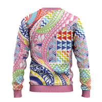 Maori Kowhaiwhai Taniko Patchwork Rainbow Motifs Ugly Christmas Sweater