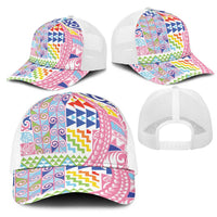 Maori Kowhaiwhai Taniko Patchwork Rainbow Motifs Mesh Trucker Cap