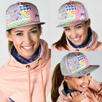 Maori Kowhaiwhai Taniko Patchwork Rainbow Motifs Mesh Trucker Cap