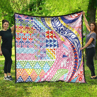 Maori Kowhaiwhai Taniko Patchwork Rainbow Motifs Quilt
