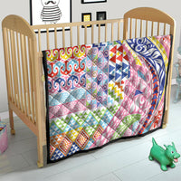 Maori Kowhaiwhai Taniko Patchwork Rainbow Motifs Quilt