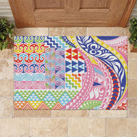 Maori Kowhaiwhai Taniko Patchwork Rainbow Motifs Rubber Doormat LT9 Rainbow - Polynesian Pride