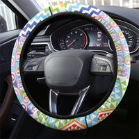 Maori Kowhaiwhai Taniko Patchwork Rainbow Motifs Steering Wheel Cover