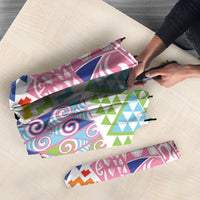 Maori Kowhaiwhai Taniko Patchwork Rainbow Motifs Umbrella