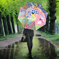 Maori Kowhaiwhai Taniko Patchwork Rainbow Motifs Umbrella